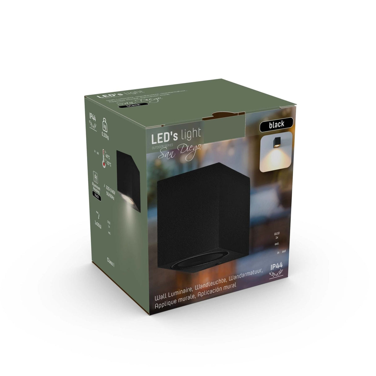NØRD Down - LED's Light LED-Wandleuchte für den Außenbereich mit GU10-Fassung - Quadratisch - IP44 - Schwarz - Modell Rome