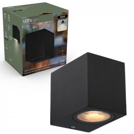 NØRD Down - Lámpara de pared LED para exterior LED's Light con casquillo GU10 - Cuadrada - IP44 - Negro - Modelo Roma