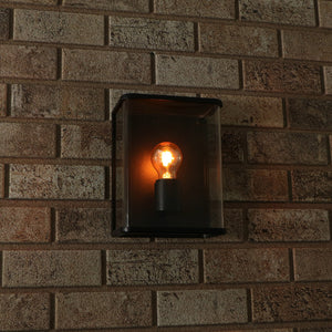 LED wall lamp glass rectangular E27 fitting - IP44 waterproof - 25cm - black