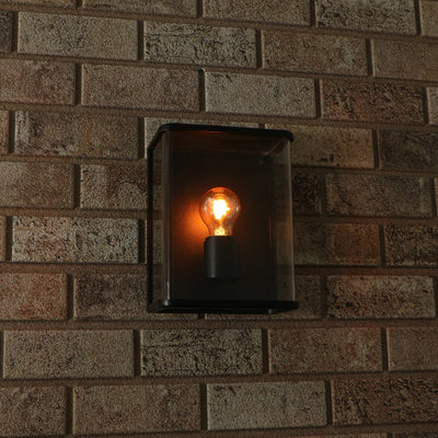 Rechteckige LED-Wandleuchte aus Glas mit E27-Fassung – IP44 wasserdicht – 25 cm – schwarz