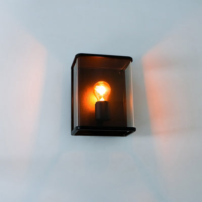 Rechteckige LED-Wandleuchte aus Glas mit E27-Fassung – IP44 wasserdicht – 25 cm – schwarz