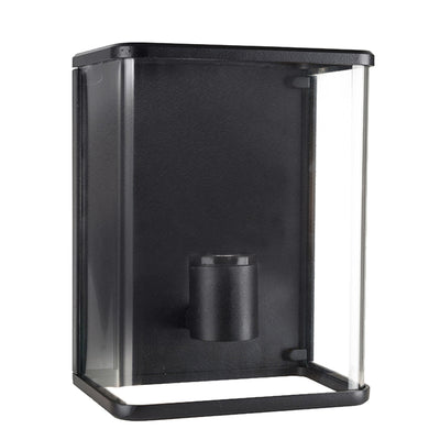 Rechteckige LED-Wandleuchte aus Glas mit E27-Fassung – IP44 wasserdicht – 25 cm – schwarz