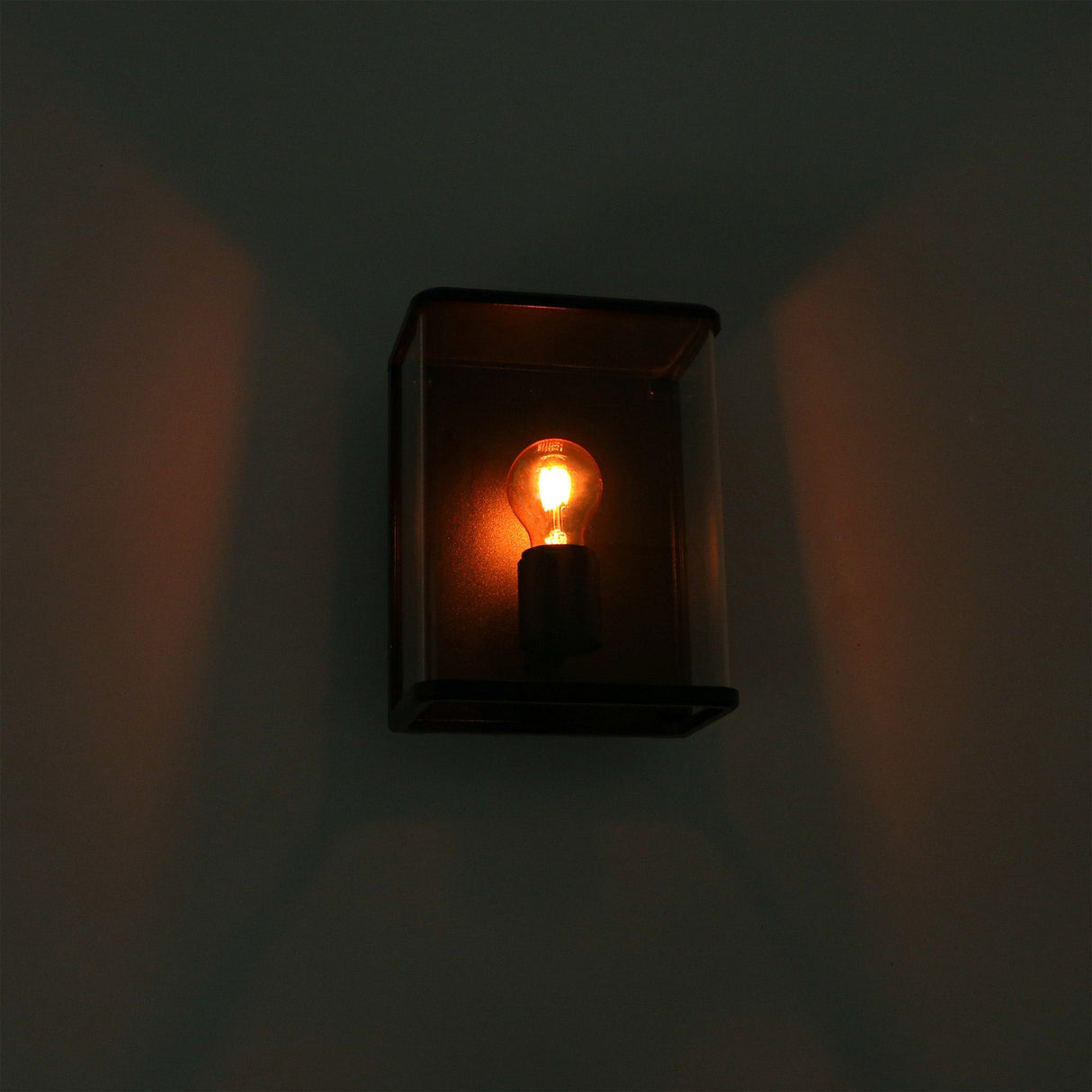 LED Wandlamp Glas - Rondom licht - Rechthoek - E27 fitting - IP44 - Zwart