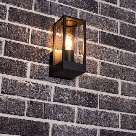 LED's Light LED Wall Lamp with Glass Windows - Rectangle - E27 Fitting - IP44 - Anthracite