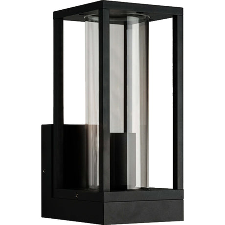 LED's Light LED Wall Lamp with Glass Windows - Rectangle - E27 Fitting - IP44 - Black