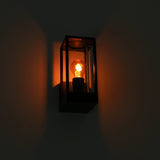 LED's Light LED Wall Lamp with Glass Windows - Rectangle - E27 Fitting - IP44 - Black