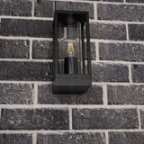 LED's Light LED Wall Lamp with Glass Windows - Rectangle - E27 Fitting - IP44 - Black