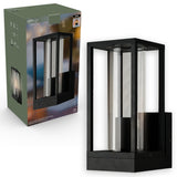 LED's Light LED Wall Lamp with Glass Windows - Rectangle - E27 Fitting - IP44 - Black