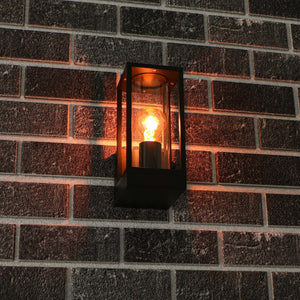LED's Light LED Wandlamp met glazen ruiten - Rechthoek - E27 fitting - IP44 - Zwart
