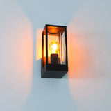 LED's Light LED Wall Lamp with Glass Windows - Rectangle - E27 Fitting - IP44 - Black