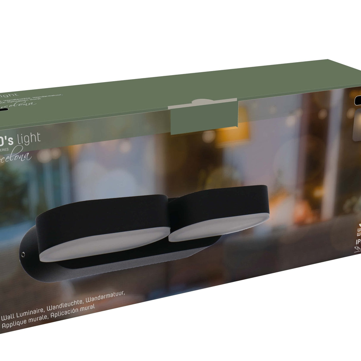 LED's Light Doppelte LED-Außenleuchte - Modell Rieti - Warmweiß - IP44 wasserdicht - Schwarz