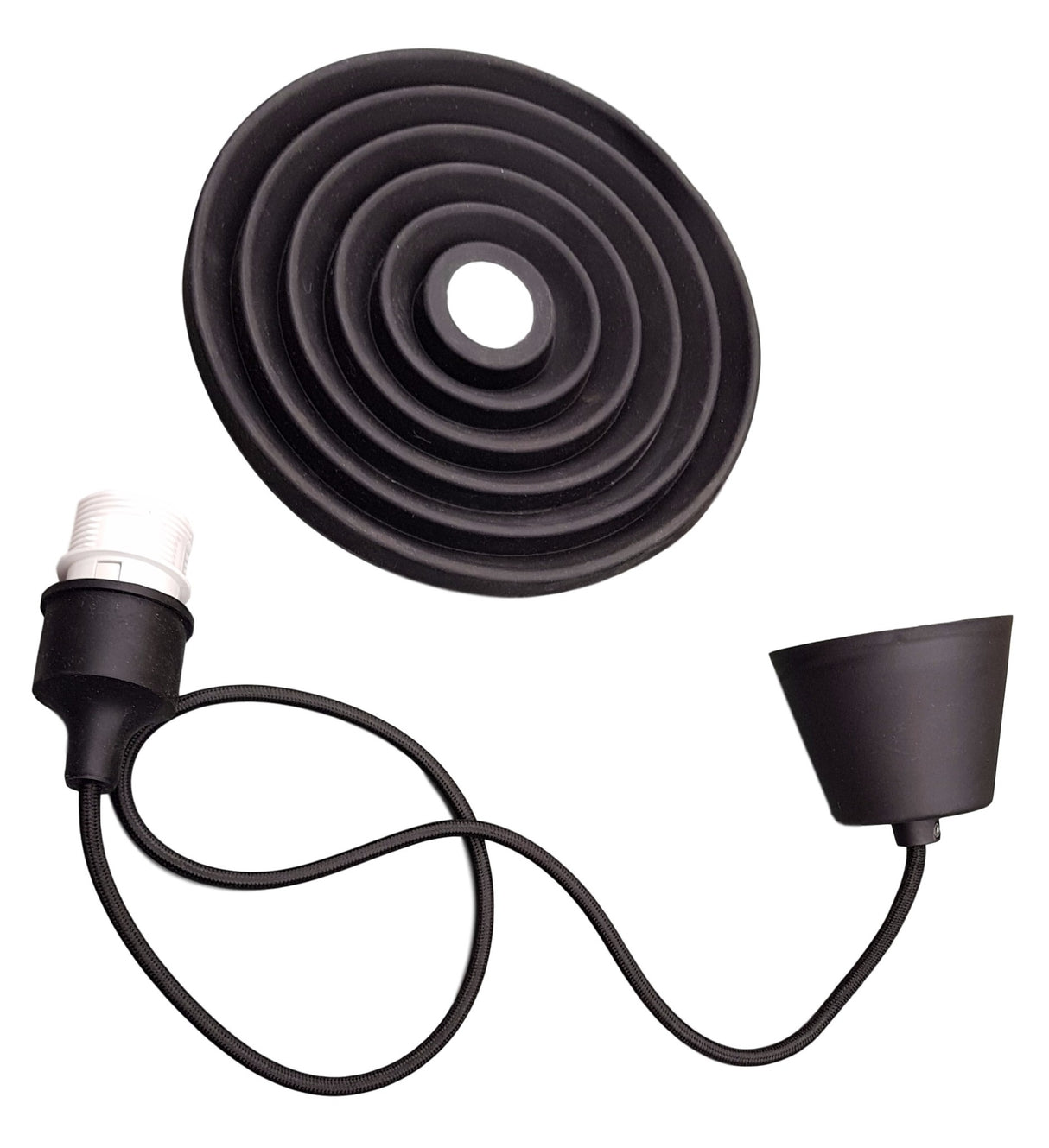 LED lamp DIY | foldable pendant lamp - iron cord | E27 silicone fitting | black