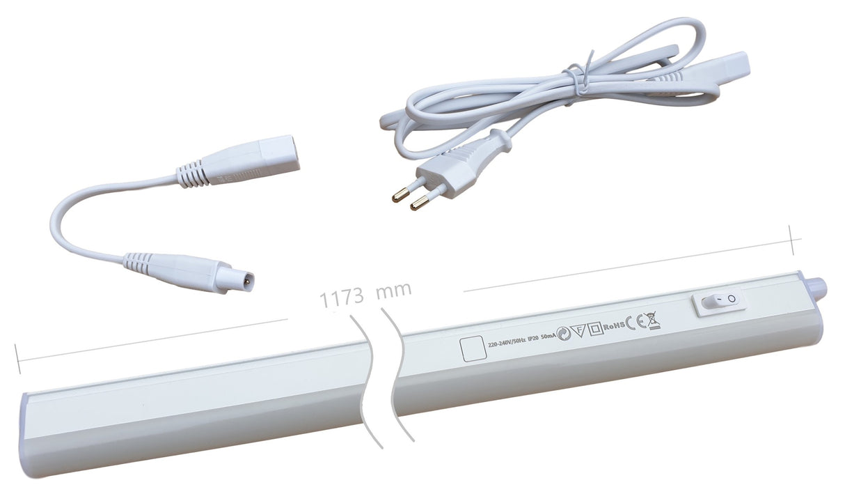 LED-Leiste 230V AC | 14W=140W | Kaltweiß 4000K | Stecker 150cm - 1173mm