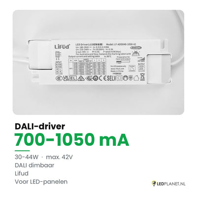 Dimbare LED-driver DALI - 30-44W - 700-1050 mA instelbaar - max. 42V - Lifud