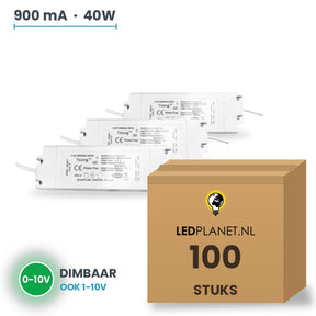 Doos met 100 stuks Dimbare LED-driver 0-10V - 40W - 900 mA - DC 27-42V