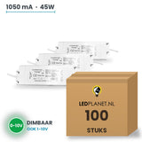 Doos met 100 stuks Dimbare LED-driver 0-10V - 45W - 1050 mA - DC 27-42V