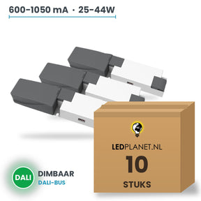 Doos met 10 stuks Dimbare LED-driver DALI - 25-44W - 600-1050 mA instelbaar - max. 42V - Boke - zonder aansluitkast