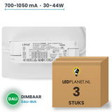 Doos met 3 stuks Dimbare LED-driver DALI - 30-44W - 700-1050 mA instelbaar - max. 42V - Lifud