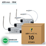 Doos met 10 stuks Dimbare LED-driver Triac - 18W - 420 mA - DC 27-42V