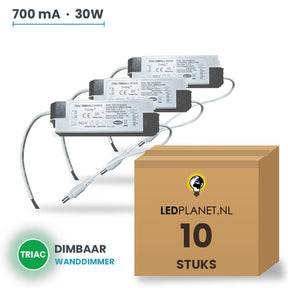 Doos met 10 stuks Dimbare LED-driver Triac - 30W - 700 mA - DC 27-42V