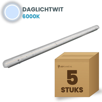 Scatola con 5 plafoniere LED stagne Tri-Proof 1200mm bianco luce diurna 6000K