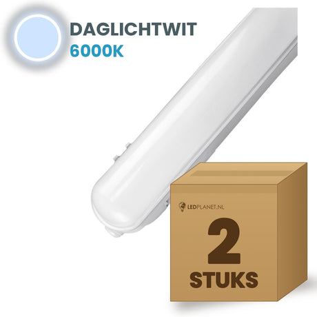 Karton mit 2 LED Feuchtraumleuchten Tri-Proof 1200mm Tageslichtweiß 6000K