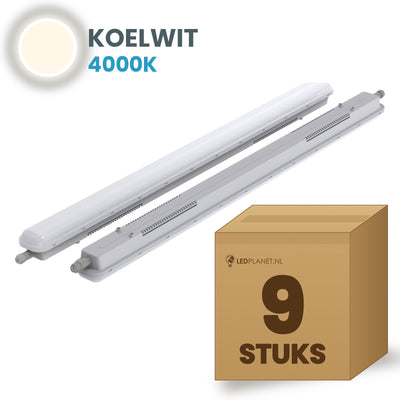 Box with 9 LED Tri-Proof battens 1200mm cool white 4000K