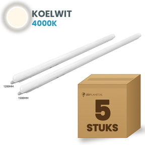 Doos met 5 LED tri-proof armaturen 1200mm koelwit 4000K