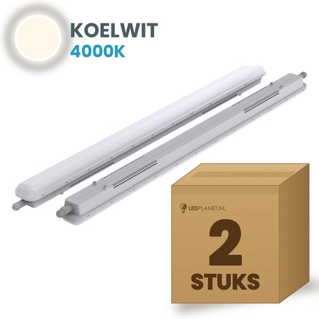 Scatola con 2 plafoniere LED stagne Tri-Proof 1500mm bianco freddo 4000K