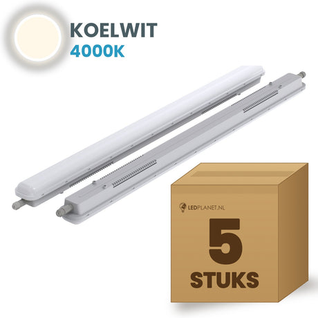 Scatola con 5 plafoniere LED stagne Tri-Proof 1500mm bianco freddo 4000K