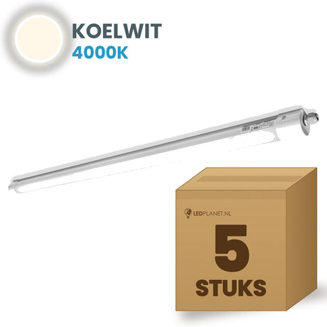 Karton mit 5 LED Feuchtraumleuchten Tri-Proof 1500mm Kaltweiß 4000K