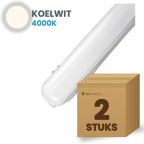 Doos met 2 LED tri-proof armaturen 1500mm koelwit 4000K