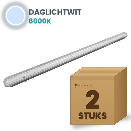 Doos met 2 LED tri-proof armaturen 1500mm daglichtwit 6000K