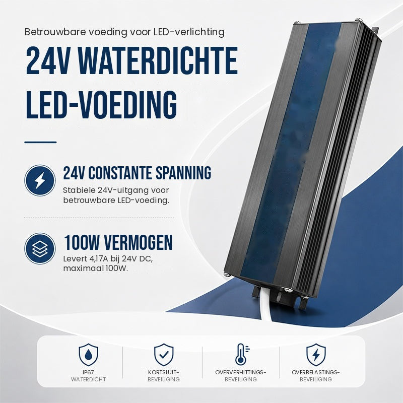 Waterdichte LED driver IP67 24V 100W - constante spanning en beveiligingen