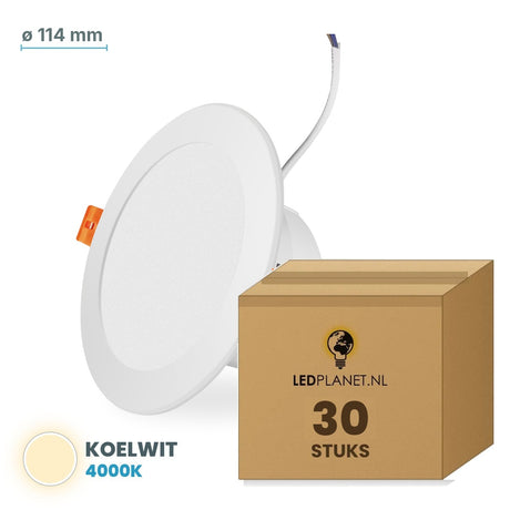 Set van 30 stuks LED downlight 7W - Koelwit 4000K - Ø114 mm - in LEDPLANET doos
