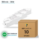 Doos met 10 stuks LED-driver voor LED-paneel - 36W - 900 mA - max. 40V - niet dimbaar - Philips CertaDrive - met EU-stekker