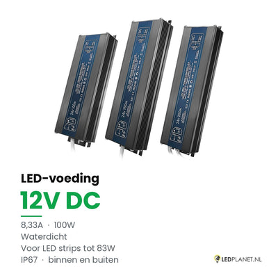 LED Driver 12V DC - 100W - 8,33A - waterdicht IP67