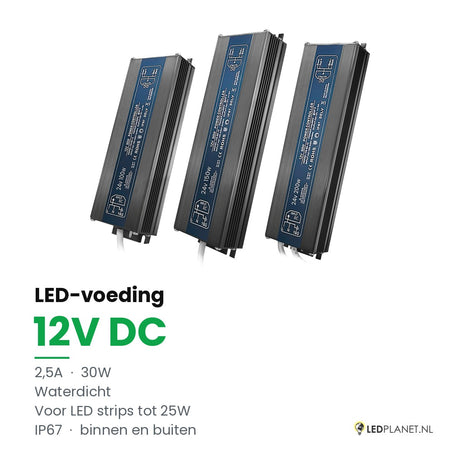 LED Driver 12V DC - 30W - 2,5A - waterdicht IP67