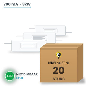 Doos met 20 stuks LED-driver voor LED-paneel - 32W - 700 mA - DC 33-42V - niet dimbaar - Lifud - met EU-stekker