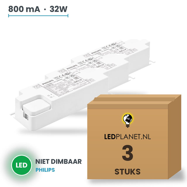 Doos met 3 stuks LED-driver voor LED-paneel - 32W - 800 mA - max. 42V - niet dimbaar - Philips