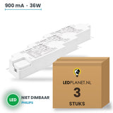 Doos met 3 stuks LED-driver voor LED-paneel - 36W - 900 mA - max. 42V - niet dimbaar - Philips