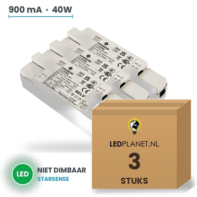 Doos met 3 stuks LED-driver voor LED-paneel - 40W - 900 mA - DC 33-42V - niet dimbaar - Starsense