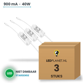 Doos met 3 stuks LED-driver voor LED-paneel - 40W - 900 mA - DC 33-42V - niet dimbaar - Starsense - met EU-stekker
