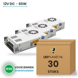 Doos met 30 stuks LED Driver 12V DC - 60W - 5A - IP20 - metalen behuizing