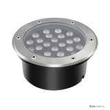 LED inbouw grondspot 24W met RVS rand, schuin bovenaanzicht