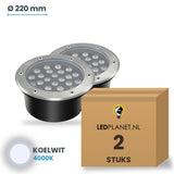 Doos met 2 stuks LED inbouw grondspot 24W, lichtkleur koelwit 4000K