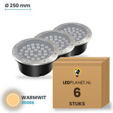 Doos met 6 stuks LED inbouw grondspot 36W, lichtkleur warmwit 3000K