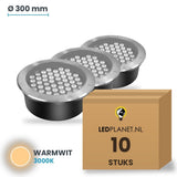 Doos met 10 stuks LED inbouw grondspot 48W, lichtkleur warmwit 3000K