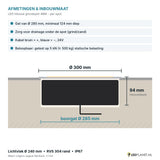 Afmetingen LED inbouw grondspot 48W: Ø300 x 94 mm, boorgat Ø285 mm, beloopbaar 5 kN