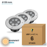 Doos met 6 stuks LED inbouw grondspot 6W, lichtkleur warmwit 3000K